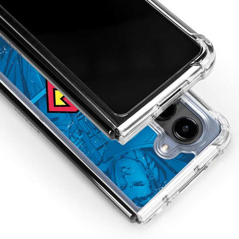 DC Comics Superman Logo Background Pattern Galaxy Z Fold5 5G Clear Case